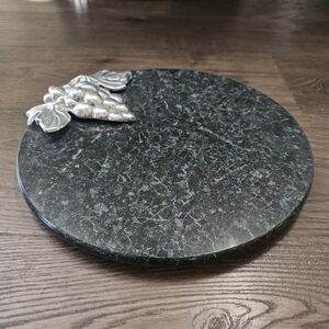 Elegant Marble Cheese Board with Silver Grapes